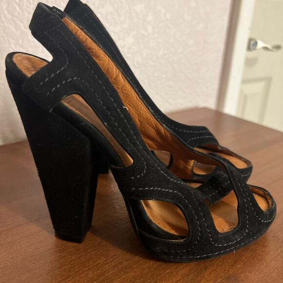 Women’s Givenchy Black Strappy Suede Open-Toe Heels Size 6 - Picture 2 of 8